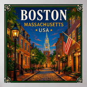🍁 Boston Massachusetts Historischer Besuch 🍁 Poster