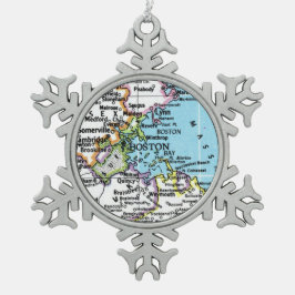 Boston, Massachusetts Karte Weihnachtsschmuck Schneeflocken Zinn-Ornament