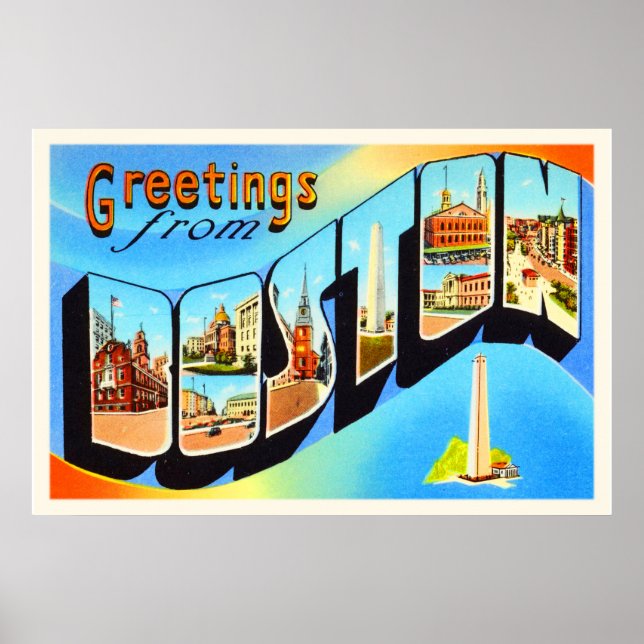 Boston Massachusetts MA Vintage Travel Souvenir Poster (Vorne)