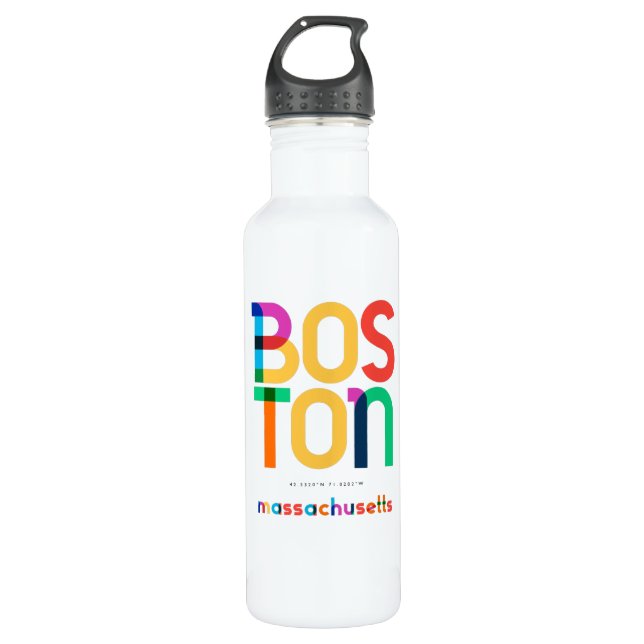 Boston Massachusetts Mitte des Jahrhunderts, Pop A Edelstahlflasche (Vorderseite)