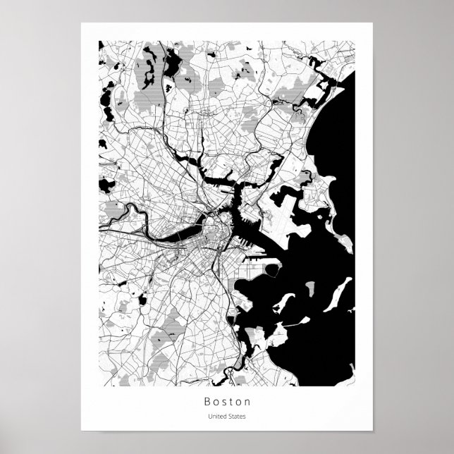 Boston Massachusetts Moderne Minimal White City Ka Poster (Vorne)