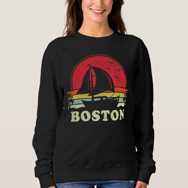 Boston Massachusetts Sail Boat Boating Captain Sai Sweatshirt (Vorderseite)