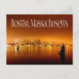 Boston, Massachusetts, Skyline At Night - USA Postkarte