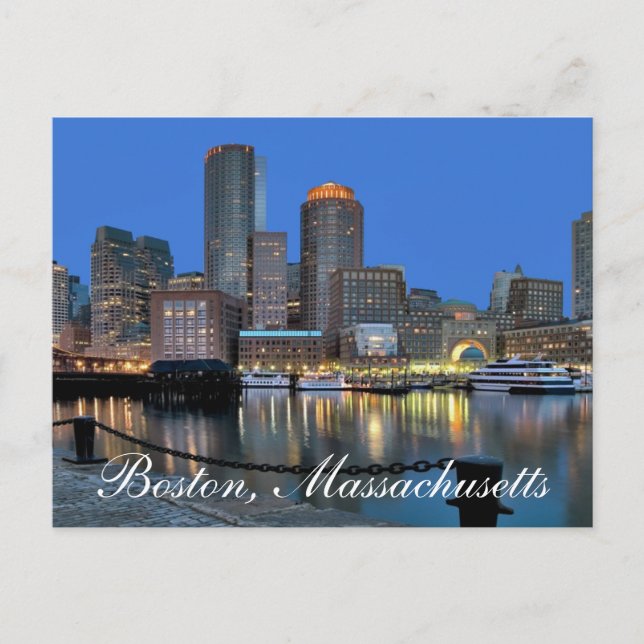 Boston Massachusetts Skyline bei Sunset Post Card Postkarte (Vorderseite)