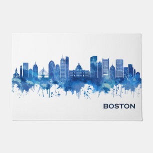 Boston Massachusetts Skyline Blue Fußmatte