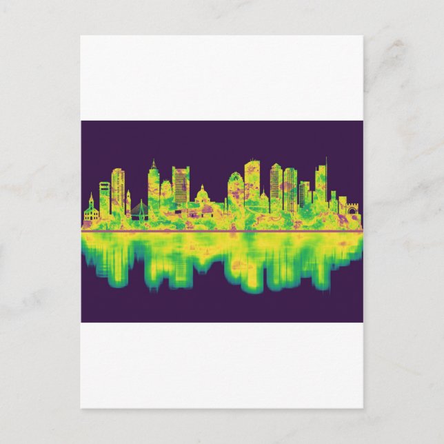 Boston Massachusetts Skyline Einladungspostkarte (Vorderseite)