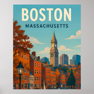 Boston Massachusetts Skyline Historische Reiseerin Poster