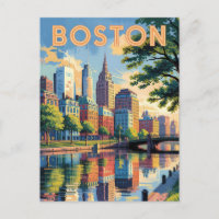 Boston Massachusetts Skyline Reise Kunst Vintage