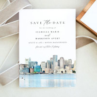 BOSTON MASSACHUSETTS Skyline Save the Date einlade
