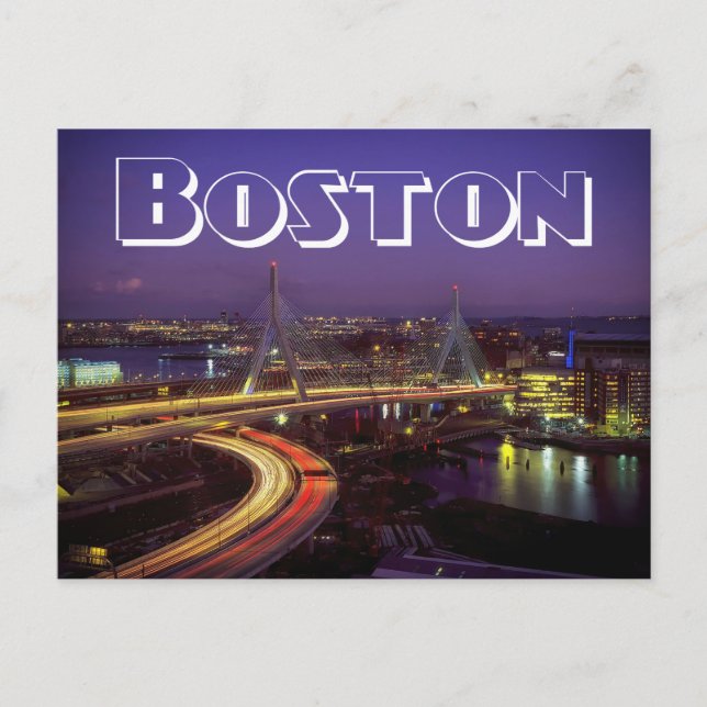Boston Massachusetts Skyline USA - Zakim Bridge Postkarte (Vorderseite)