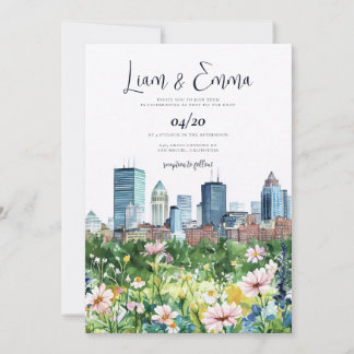 BOSTON Massachusetts Skyline Wedding Invitation