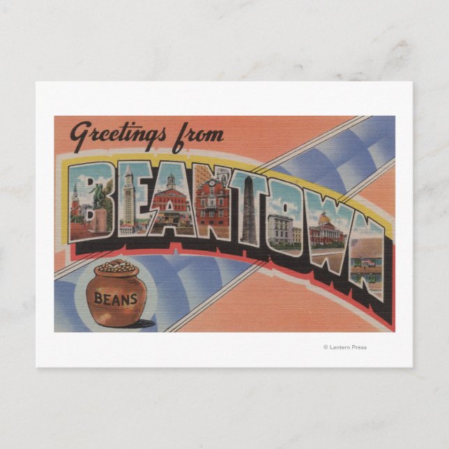 Boston, Massachusetts (Stadt Bean) Postkarte (Vorderseite)