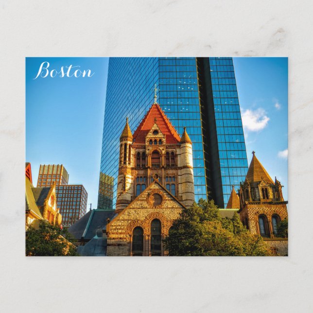 Boston Massachusetts Trinity Church Copley Square Postkarte (Vorderseite)