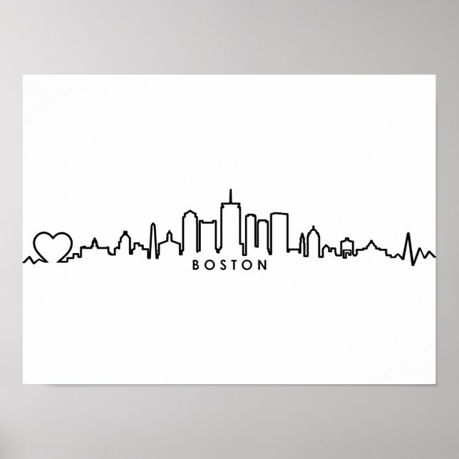 BOSTON Massachusetts USA City Skyline Silhouette Poster (Vorne)