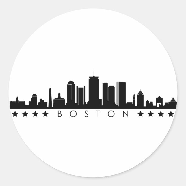 BOSTON Massachusetts USA City Skyline Silhouette Runder Aufkleber (Vorderseite)