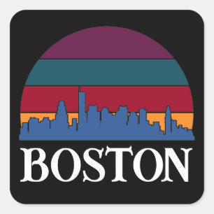 Boston Massachusetts Vintag Cityscape Quadratischer Aufkleber