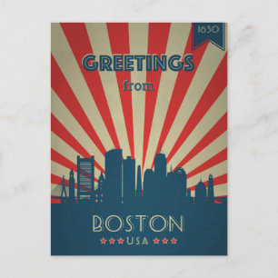 Boston Massachusetts Vintage-Reise-Werbung Postkarte