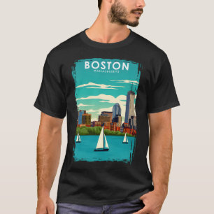 Boston Massachusetts Vintages Minimal Travel Poste T-Shirt
