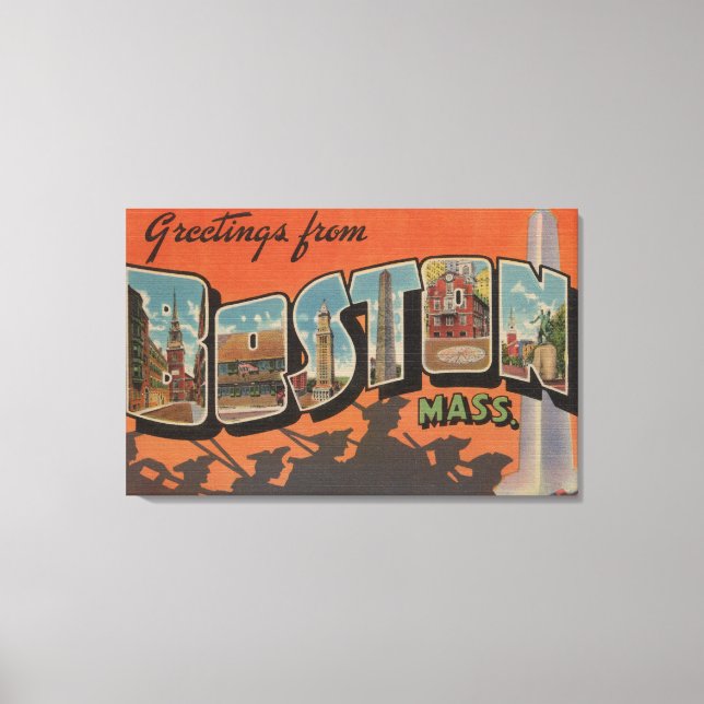 Boston, MassachusettsGroße Buchstabenszenen 2 Leinwanddruck (Vorderseite)