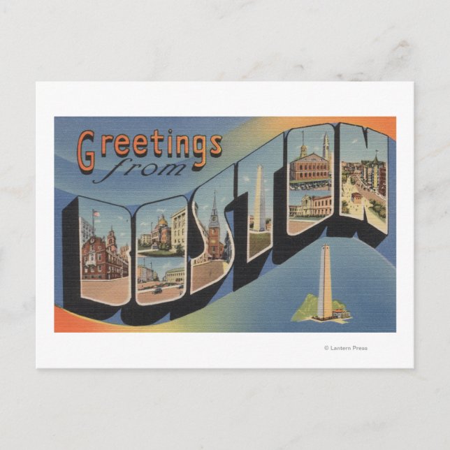 Boston, MassachusettsGroße Buchstabenszenen 2 Postkarte (Vorderseite)