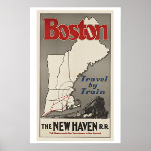 Boston New Haven Railroad Vintage Reiseplakat Poster