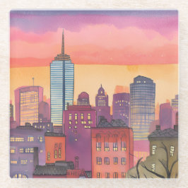 Boston North End Aquarell MA-Stadtansicht Glasuntersetzer