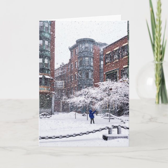Boston North End Winter Grußkarte Karte (Vorderseite)