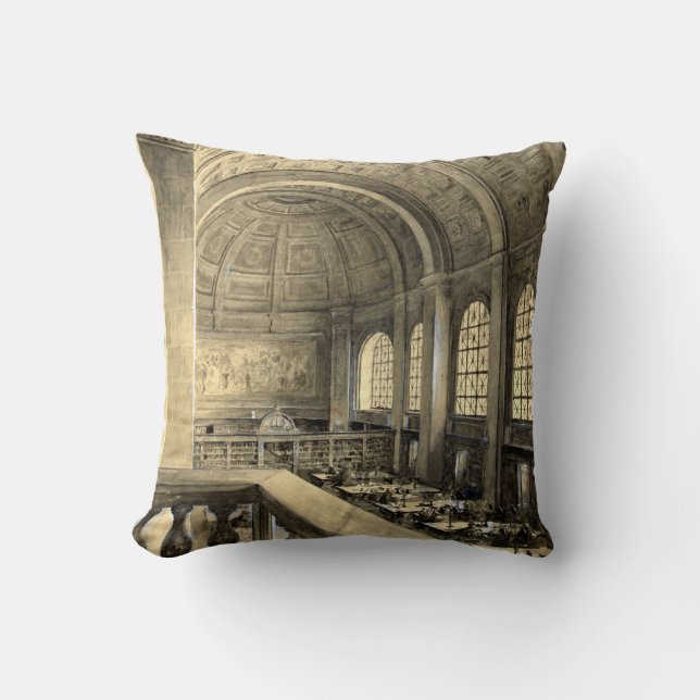 Boston-öffentliche Bibliothek verringert Hall 1896 Kissen (Vorderseite)
