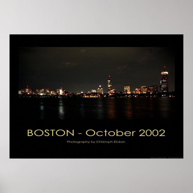 Boston - Panoramablick in der Nacht Poster (Vorne)