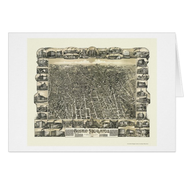 Boston, panoramische Karte MAs - 1888 (Vorderseite (Horizontal))