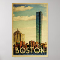 Boston Poster Vintage Travel Poster Hafen Skyline