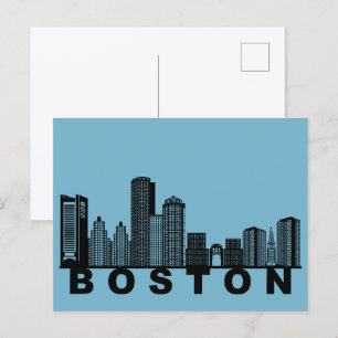 Boston-Postkarte – ikonische Skyline-Silhouette  Postkarte