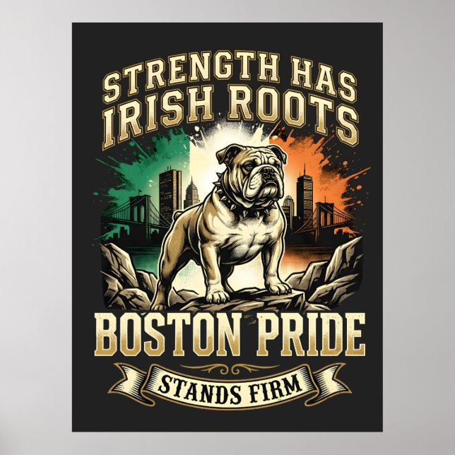Boston Pride Irish Roots Bulldog Poster (Vorne)
