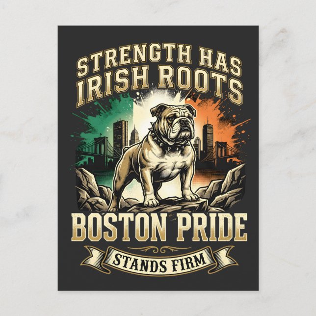 Boston Pride Irish Roots Bulldog Postkarte (Vorderseite)