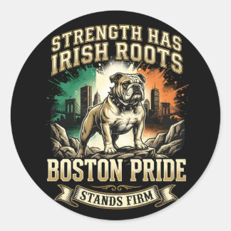 Boston Pride Irish Roots Bulldog Runder Aufkleber