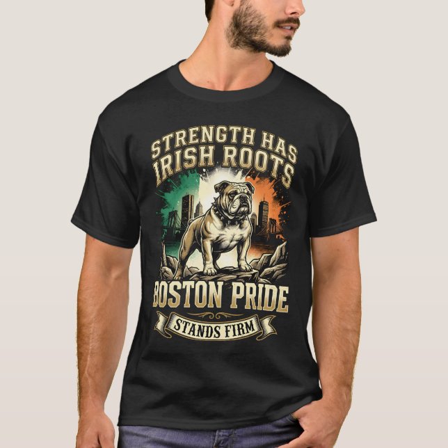 Boston Pride Irish Roots Bulldog T-Shirt (Vorderseite)