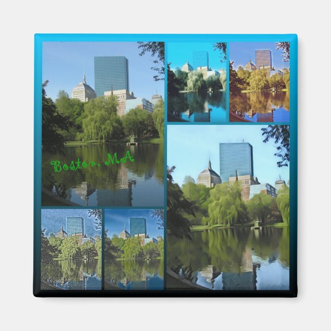 Boston Public Garden Foto Collage 0016 Magnet (Vorne)