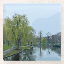 Boston Public Garden Massachusetts Painting Glasuntersetzer