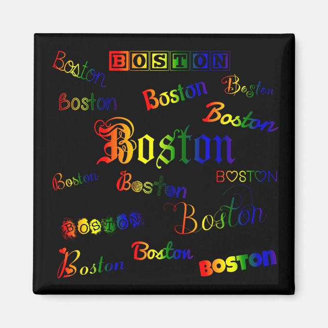 Boston Rainbow Schriftartes Magnet (Vorne)
