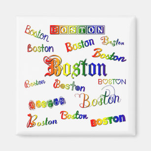Boston Rainbow Schriftartes Magnet