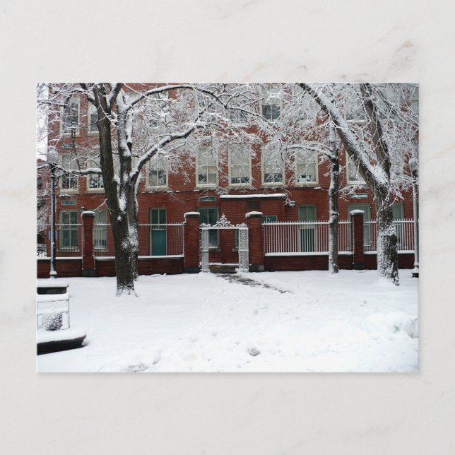 Boston Red School House in Winter White Snow Postkarte (Vorderseite)