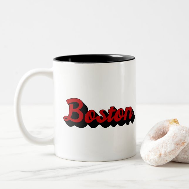 Boston Red und Black Zweifarbige Tasse (Mit Donut)
