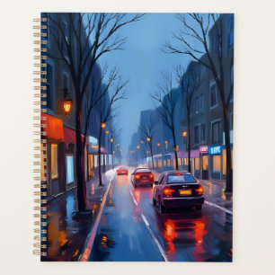Boston Regen   Stadtstraße in Massachusetts Downto Planer