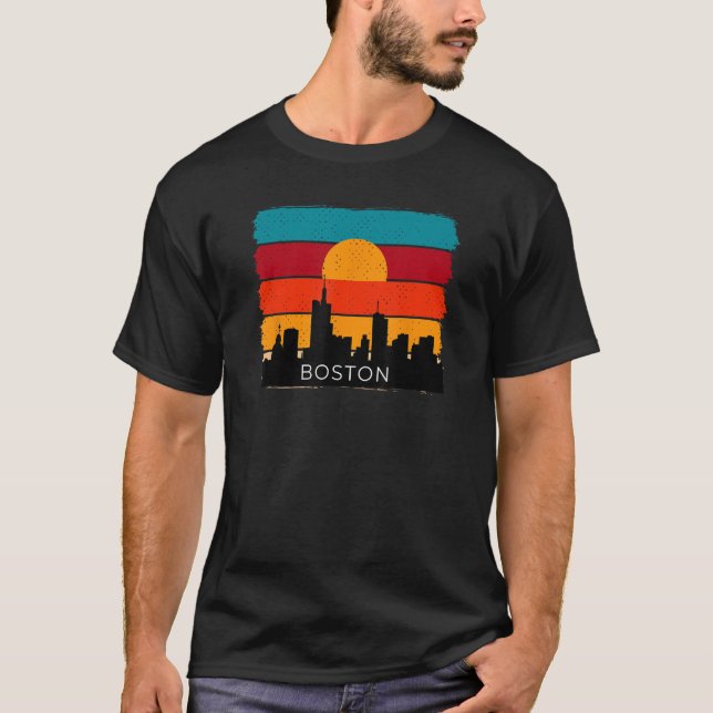Boston Retro Vintag American USA beunruhigt T-Shirt (Vorderseite)