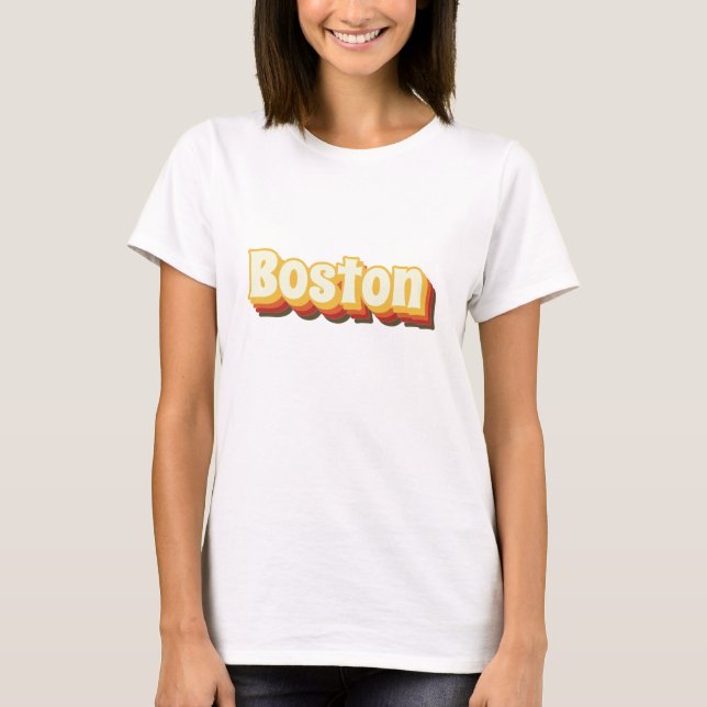 Boston Retro Vintager Text T-Shirt (Vorderseite)
