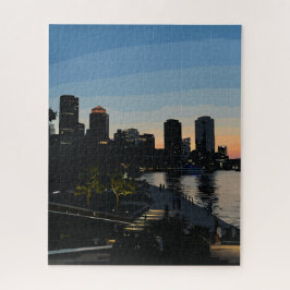 Boston Seaport Sonnenuntergang Stadt Skyline