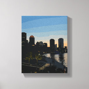 Boston Seaport Sonnenuntergang Stadt Skyline Leinwanddruck