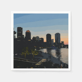 Boston Seaport Sonnenuntergang Stadt Skyline Serviette