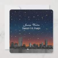 Boston Skyline Blue Starry Etched Sweet 16