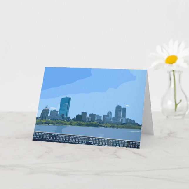 Boston Skyline Charles River Gemälde Karte (Kleine Pflanze)